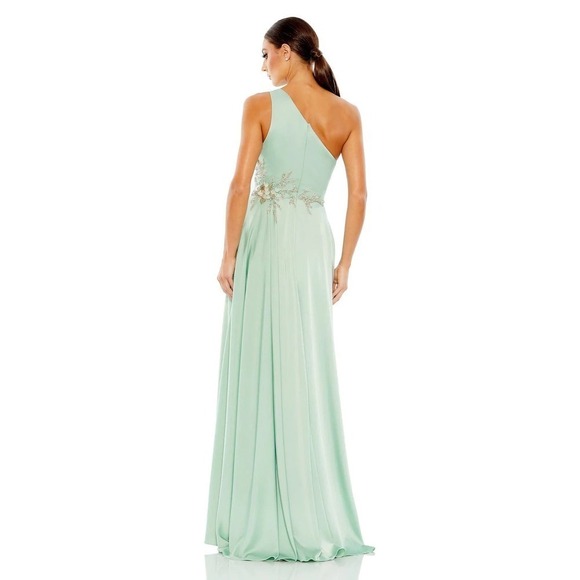 Mac Duggal Women's Sage High Low One Shoulder Prom Gown Size 10 NWT - Picture 2 of 13